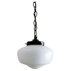 Art Deco Milk Glass Pendant Light