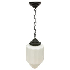 Art Deco Milk Glass Skyscraper Pendant Light