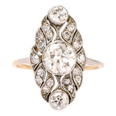 Art Deco Millegrain Openwork Diamond Cluster Ring