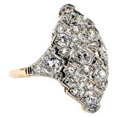 Antique Art Deco Mine Cut Diamond Ring 18kt Two-Tone Gold