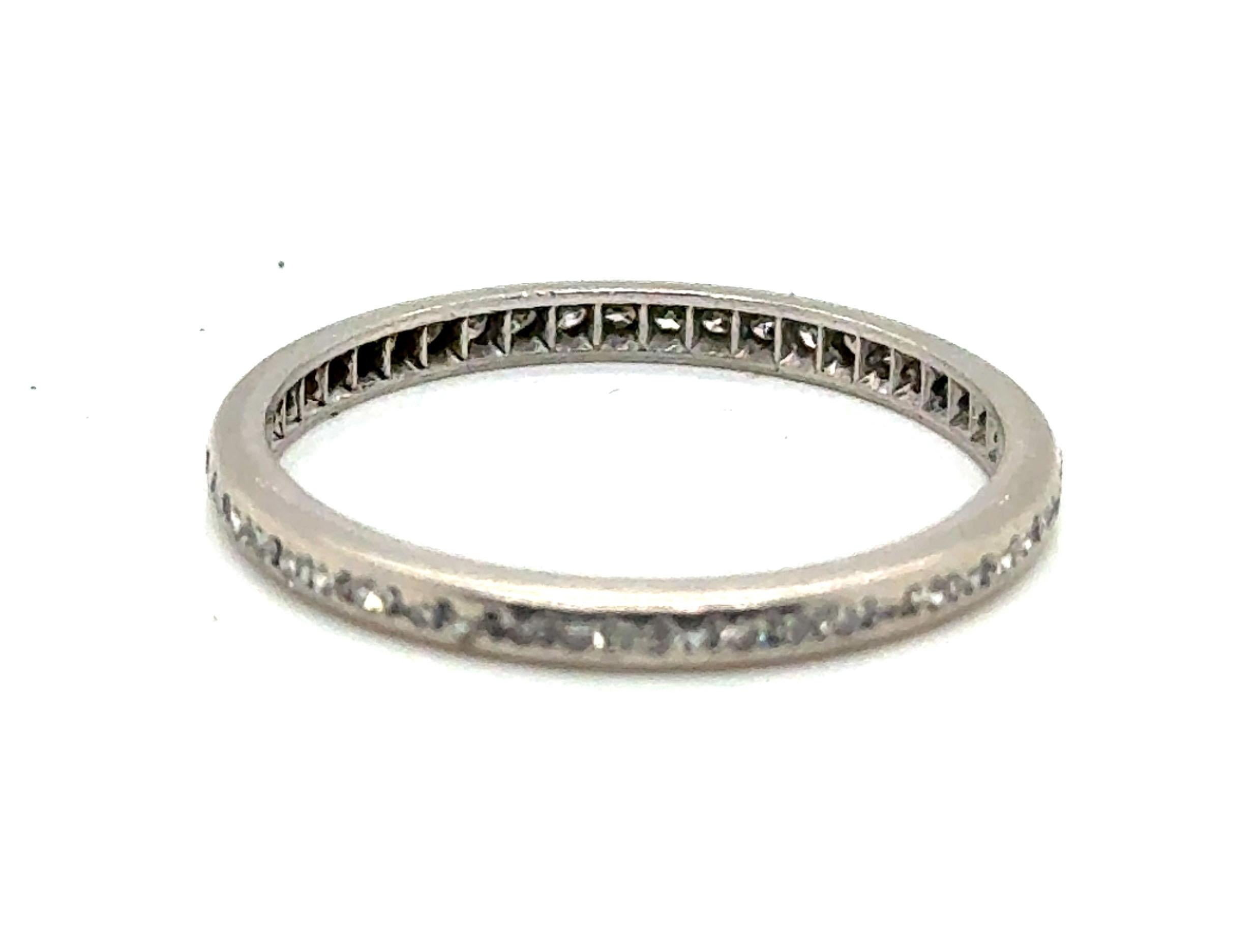 Single Cut Art Deco Mined Diamond Band .75ct Original 1930s Platinum Ring Size 6.5 For Sale