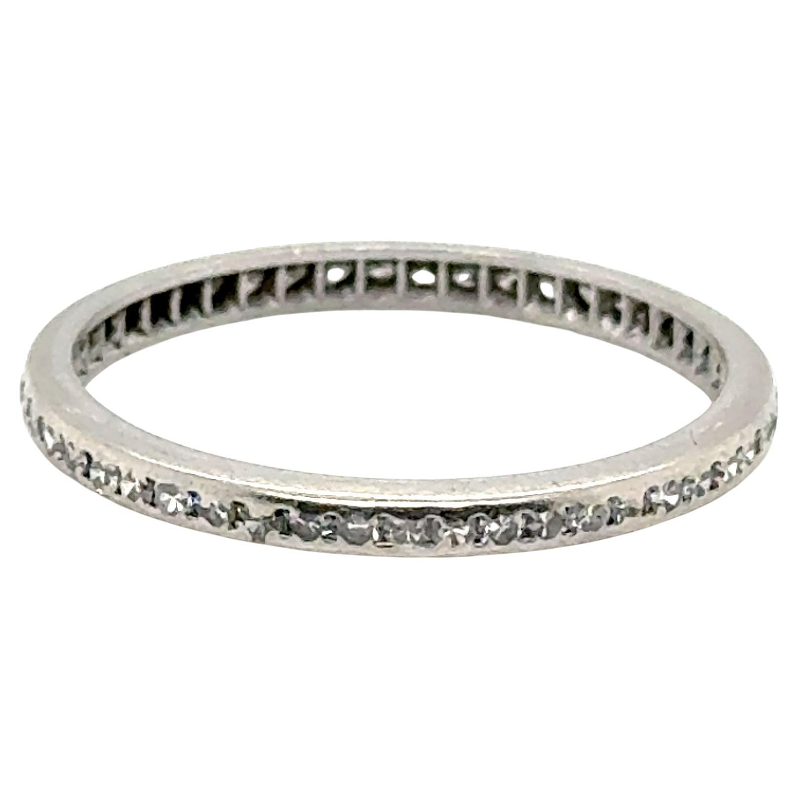 Art Deco Mined Diamond Band .75ct Original 1930s Platinum Ring Size 6.5