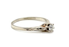 Art Deco Mined Diamond Engagement Ring .23ct Solitaire Old Mine 1910's 14K White