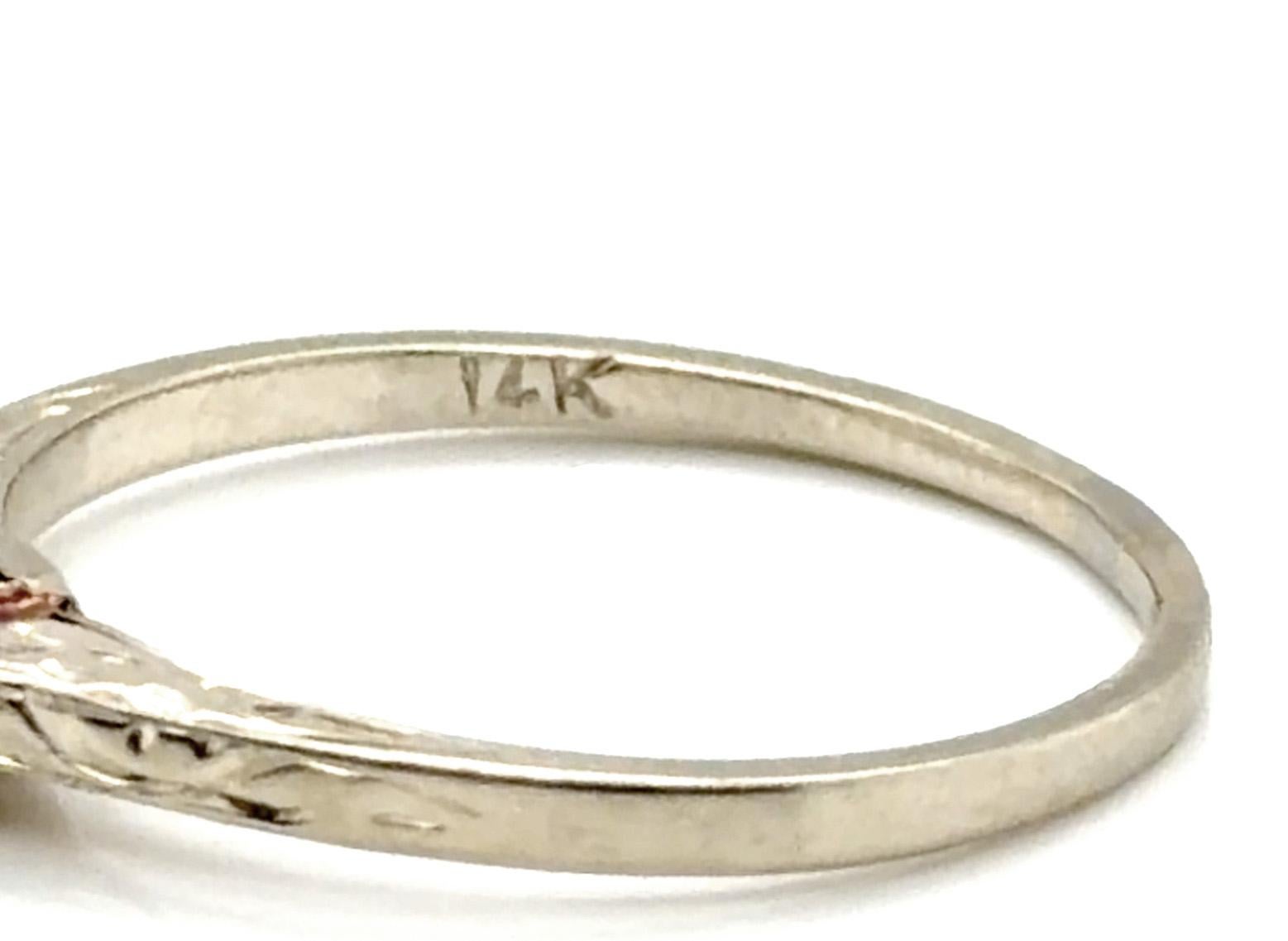 Art Deco Mined Diamond Verlobungsring .23ct Solitär Old Mine 1910's 14K White (Alteuropäischer Brillantschliff) im Angebot