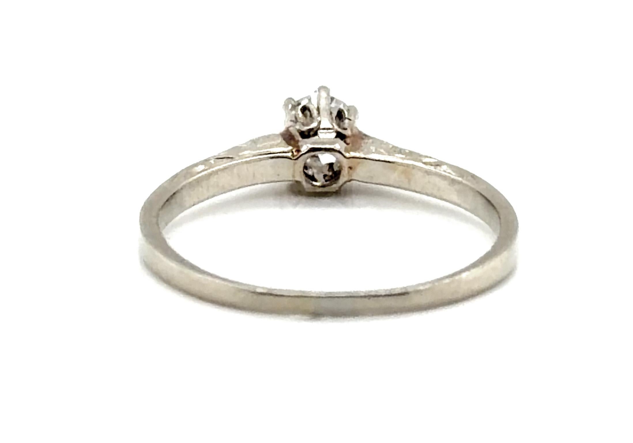 Art Deco Mined Diamond Verlobungsring .23ct Solitär Old Mine 1910's 14K White im Zustand „Hervorragend“ im Angebot in Dearborn, MI