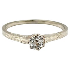 Art Deco Mined Diamond Engagement Ring .23ct Solitaire Old Mine 1910
s 14K White