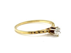 Art Deco Mined Diamond Engagement Ring .25ct Old Mine 1910-1920 14K Yellow Gold