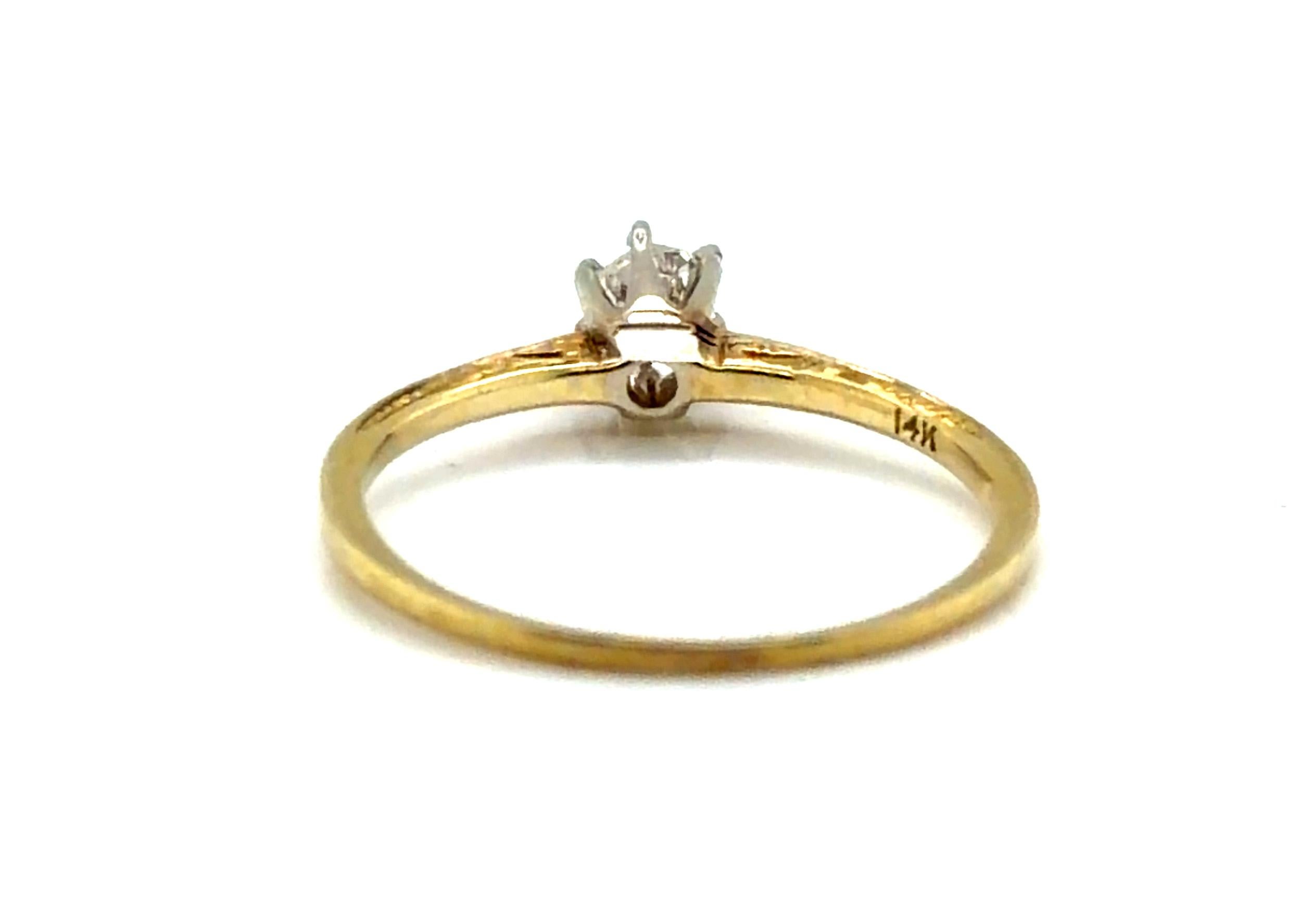 De las mujeres Art Decó Anillo de compromiso de diamantes minados .25ct Mina antigua 1910-1920 Oro amarillo de 14K en venta