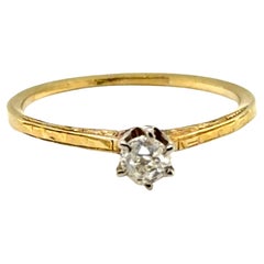 Bague de fiançailles Art Déco diamant miné .25ct Old Mine 1910-1920 14K Yellow Gold