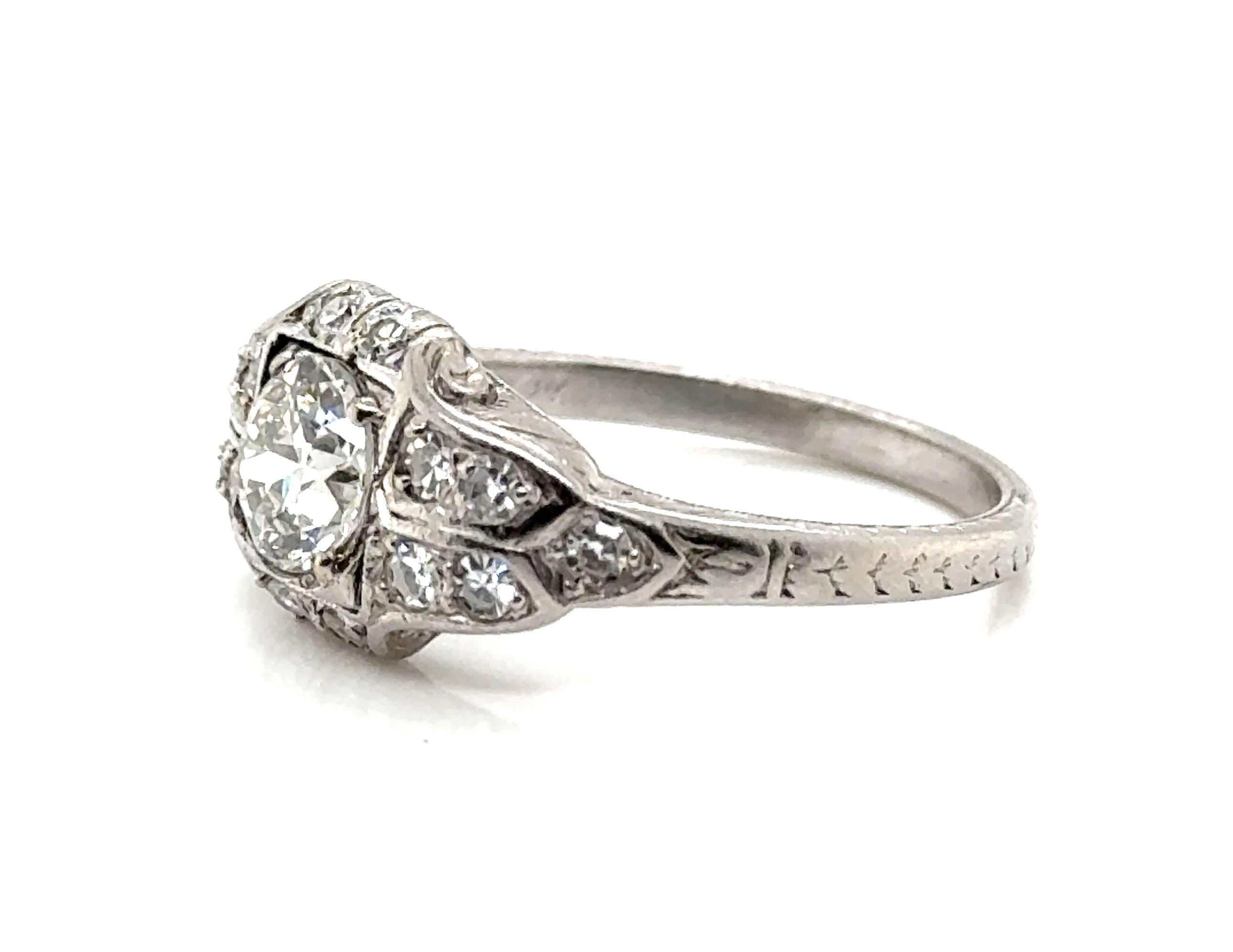 Art Deco Mined Diamantring GIA zertifiziert 1ct Platin Alt Euro Original 1930er Jahre (Art déco)