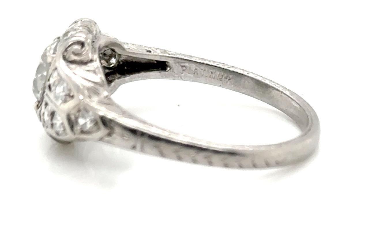 Art Deco Mined Diamantring GIA zertifiziert 1ct Platin Alt Euro Original 1930er Jahre (Alteuropäischer Schliff)