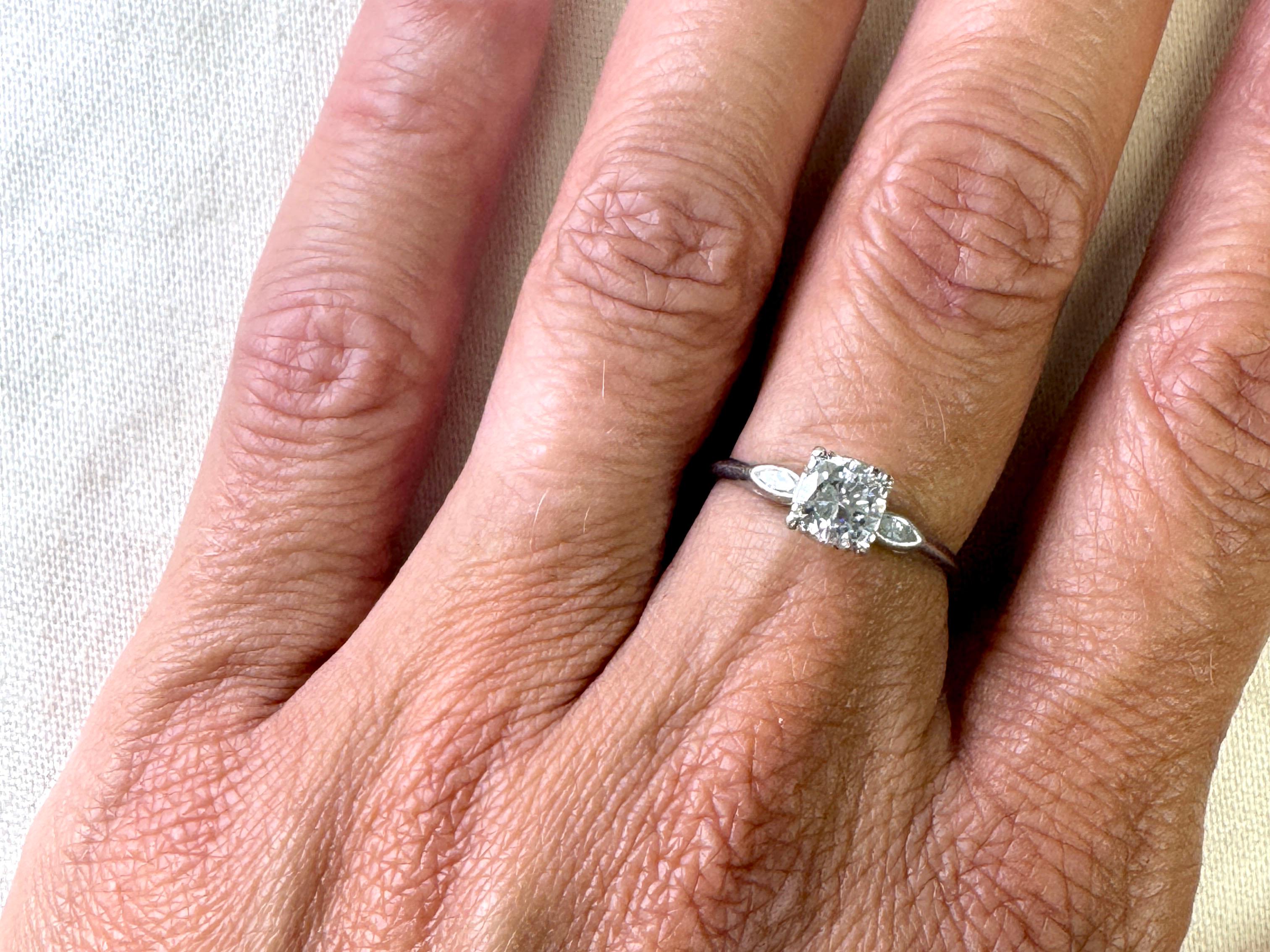 Art Deco Mined Diamond Ring GIA Certified .71ct Platinum Antique Original 1920's For Sale 1