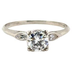 Art Deco Mined Diamond Ring GIA Certified .71ct Platinum Antique Original 1920's