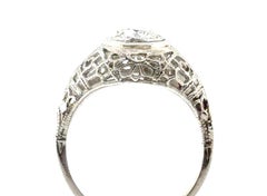 Art Deco Mined Diamond Solitaire Ring GIA Certified G VS1 .55ct 18K 1930's