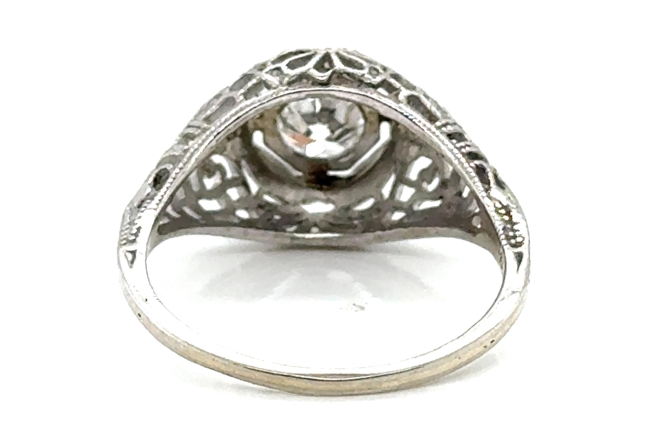 Art Deco Mined Diamond Solitaire Ring GIA zertifiziert G VS1 .55ct 18K Original 193 Damen im Angebot