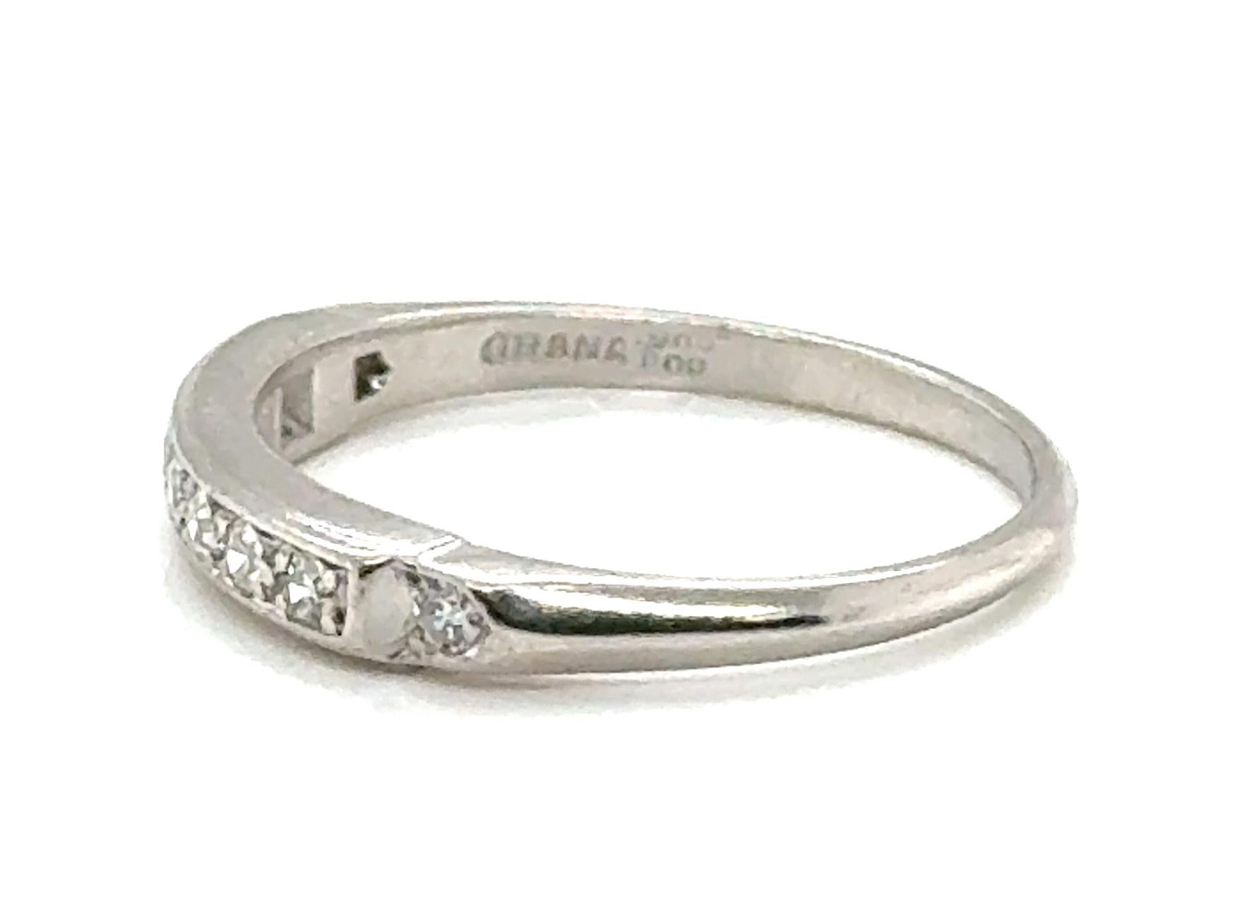 Art Deco Mined Diamant-Hochzeitsring .16ct Platin Granat Bros Original 1930er-19 (Art déco)