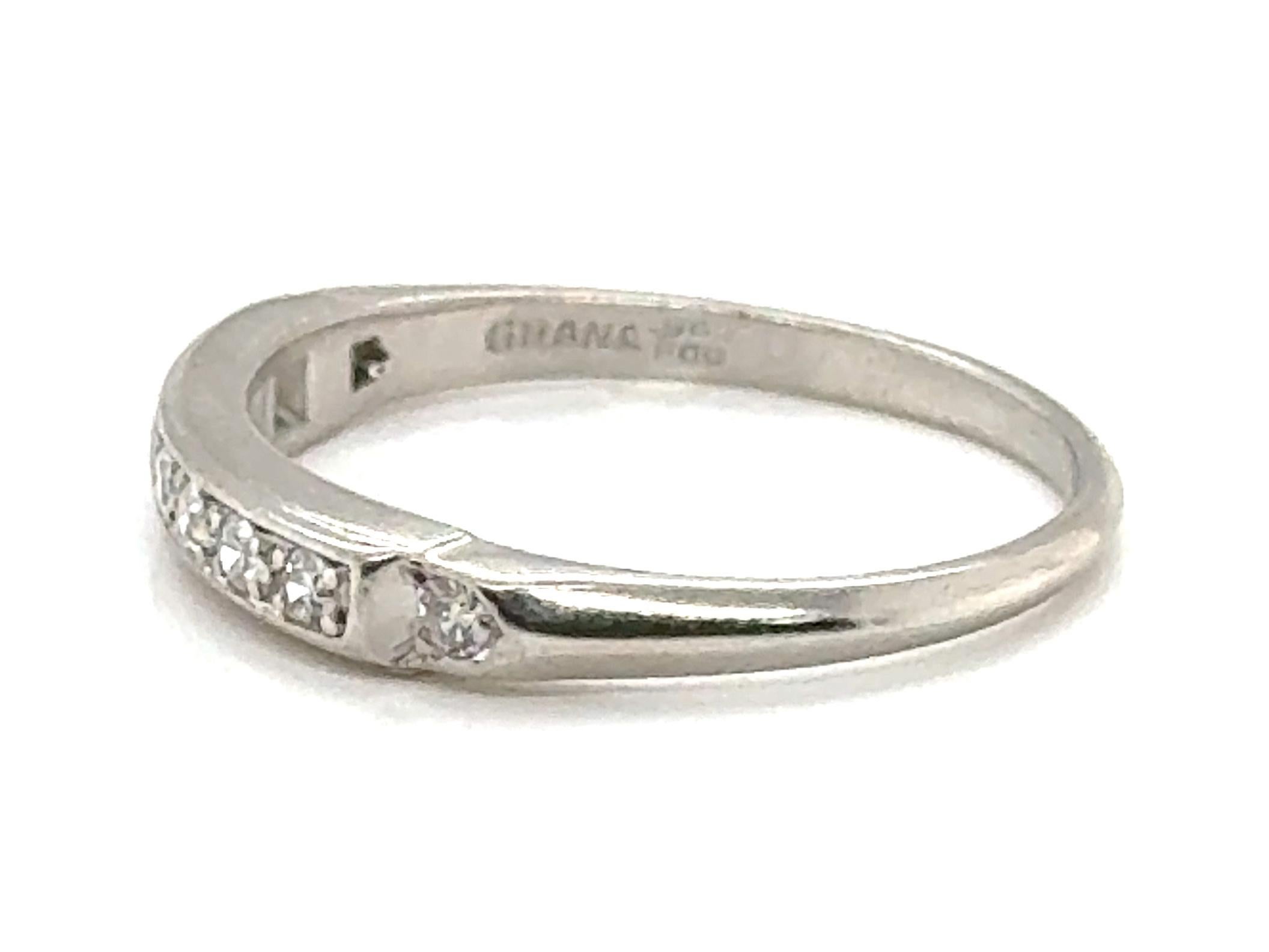 Art Deco Mined Diamant-Hochzeitsring .16ct Platin Granat Bros Original 1930er-19 (Einfacher Schliff)