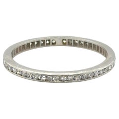 Art Deco Mined Eternity Band 1ct Diamond Original 1930s Platinum Ring Size 7.25