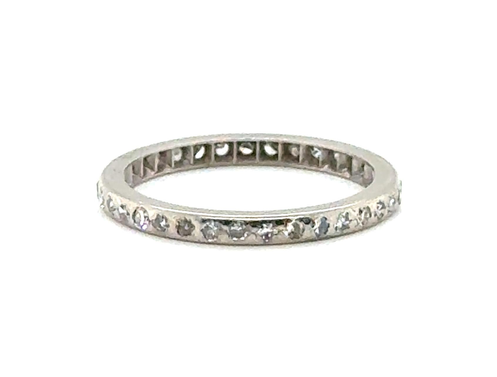 Anillo de eternidad Art Déco con diamante de 0,50 ct Original de los años 30 Anillo de platino talla 6 Art Decó en venta