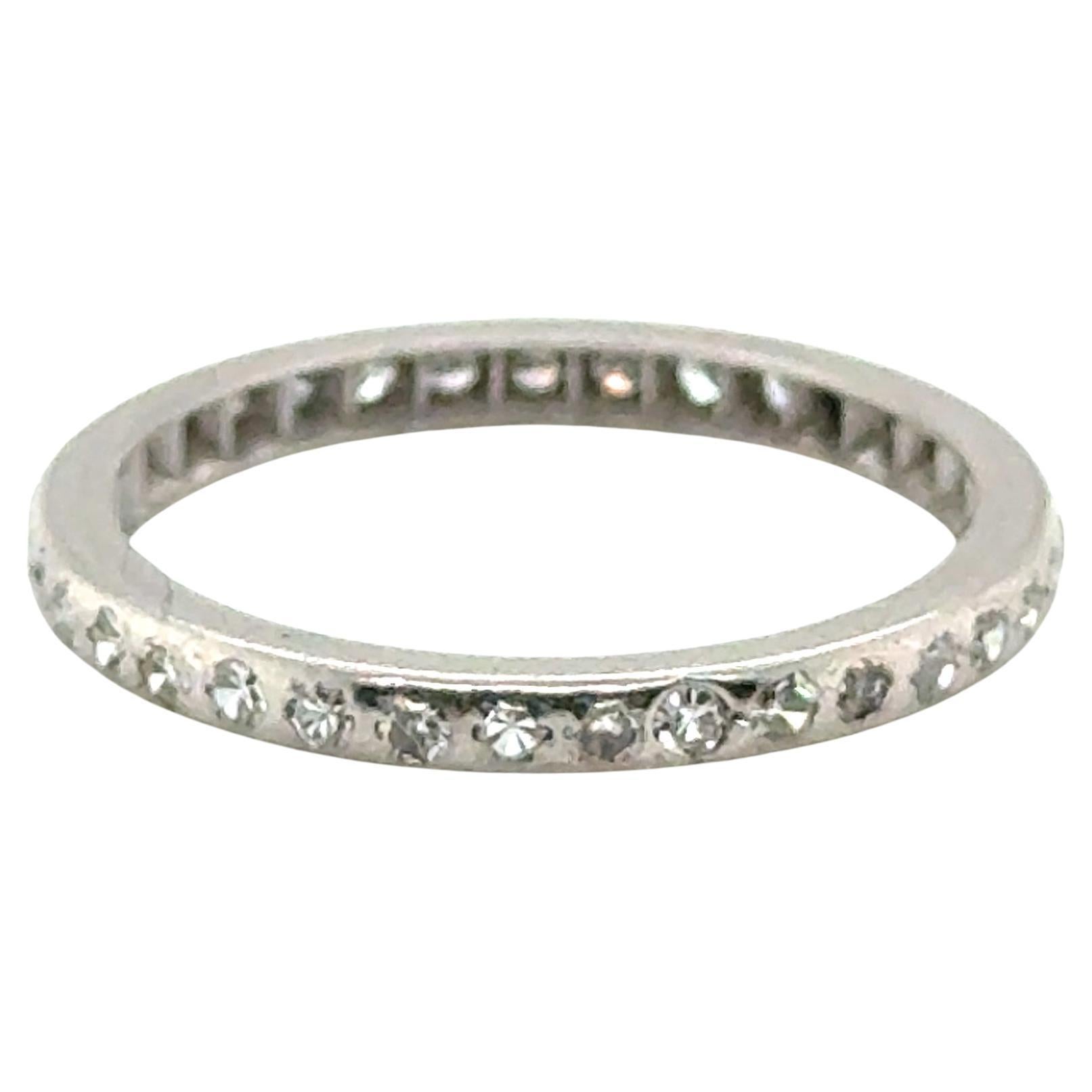 Anillo de eternidad Art Déco con diamante de 0,50 ct Original de los años 30 Anillo de platino talla 6