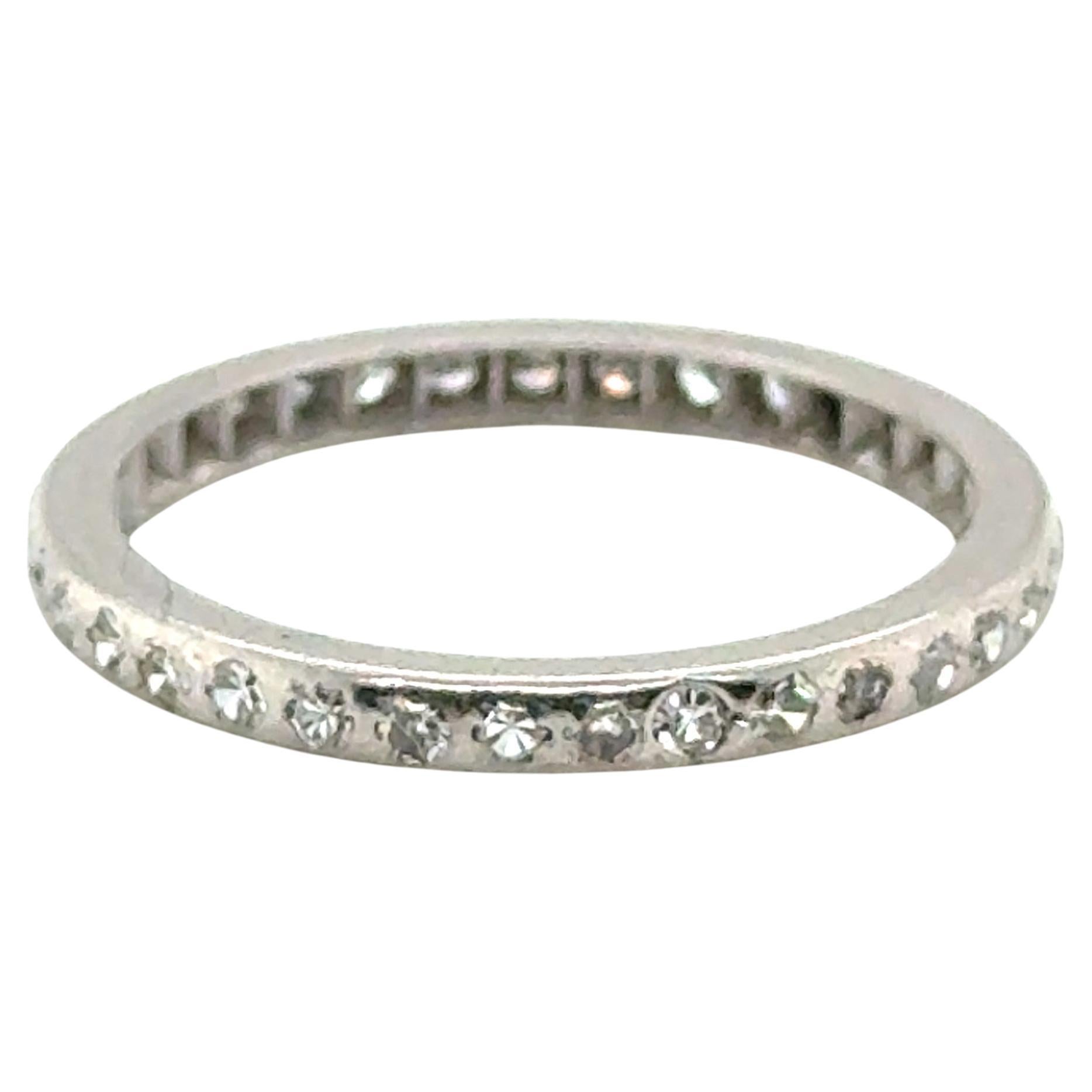 Art Deco Mined Eternity Band .50ct Diamond Original 1930s Platinum Ring Size 6