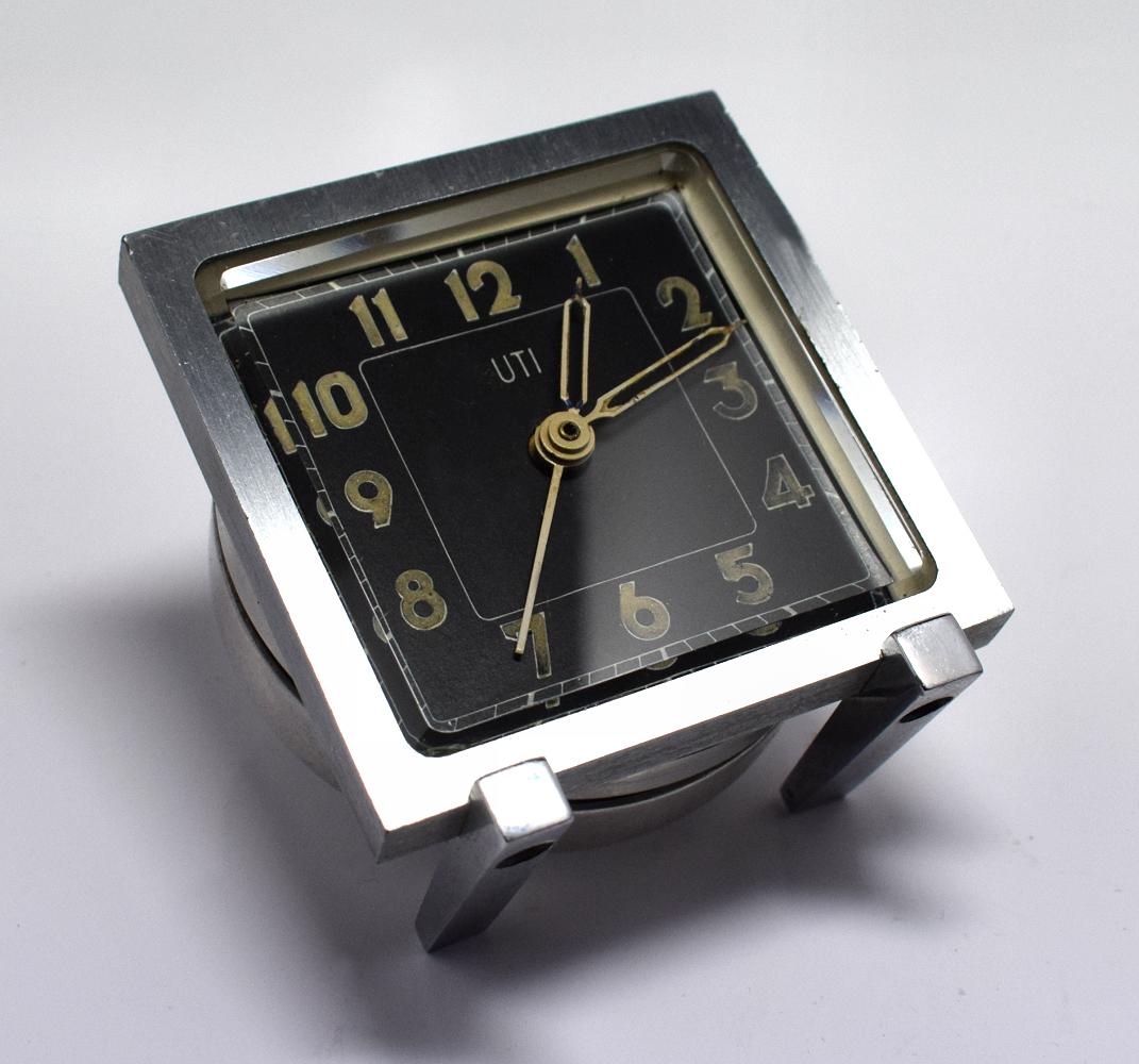 What do you give a man who has exquisite taste but has everything? A very stylish and good quality Art Deco 1930s UTI alarm clock in a polished aluminium case! Please see all pictures to get the full appreciation of this clocks design. Made and
