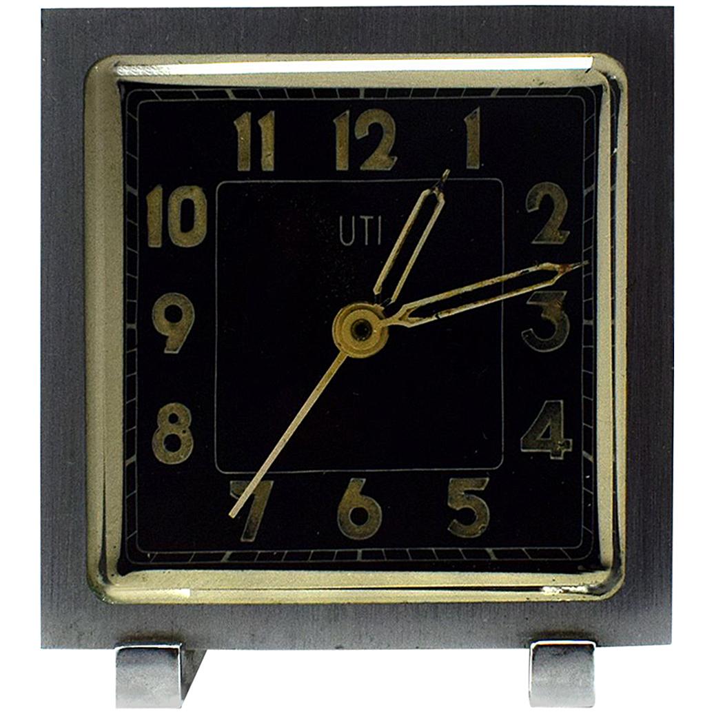 Art Deco Miniature Alarm Clock by UTI Paris, France