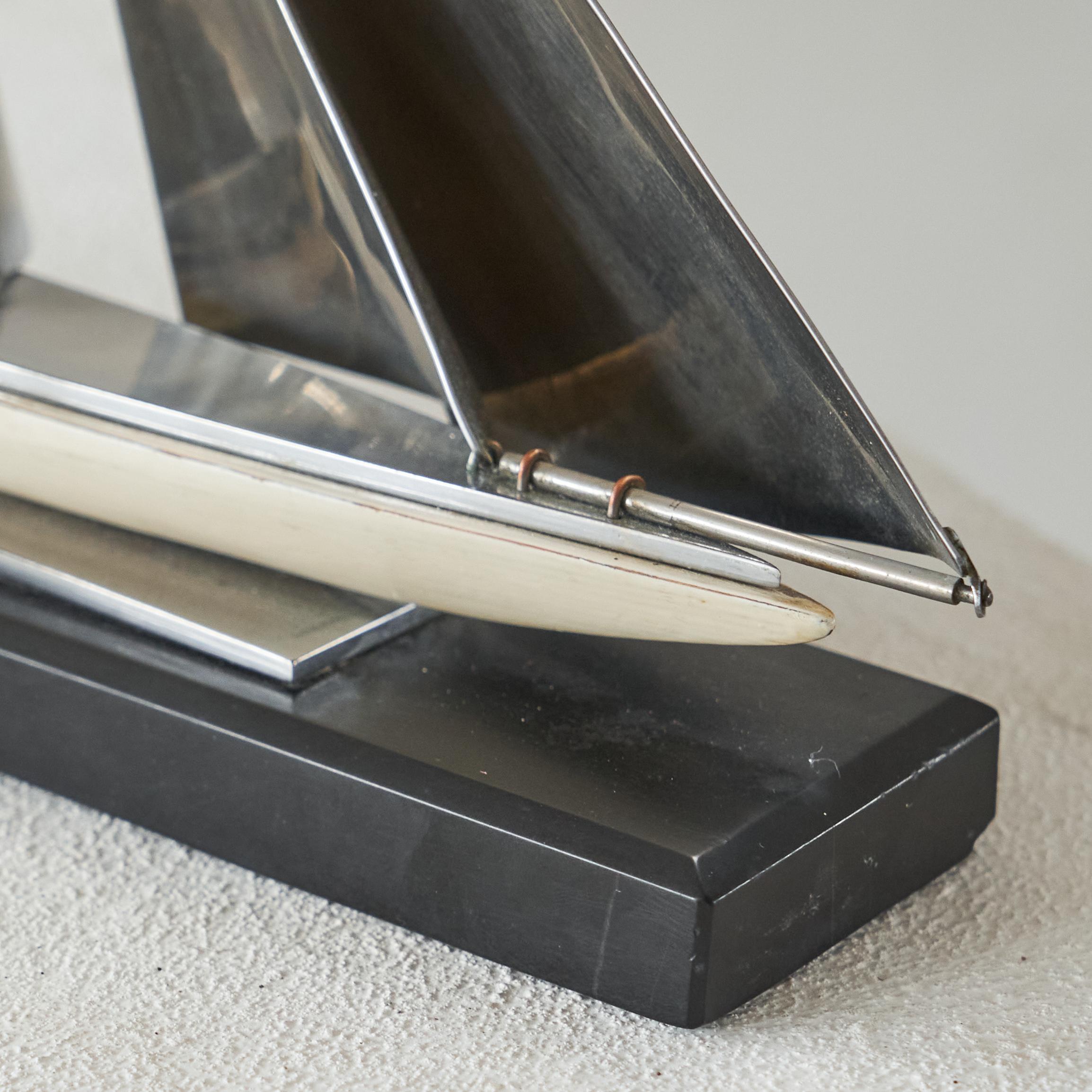 Metal Art Deco Miniature 'Dragon' Sailing Boat For Sale