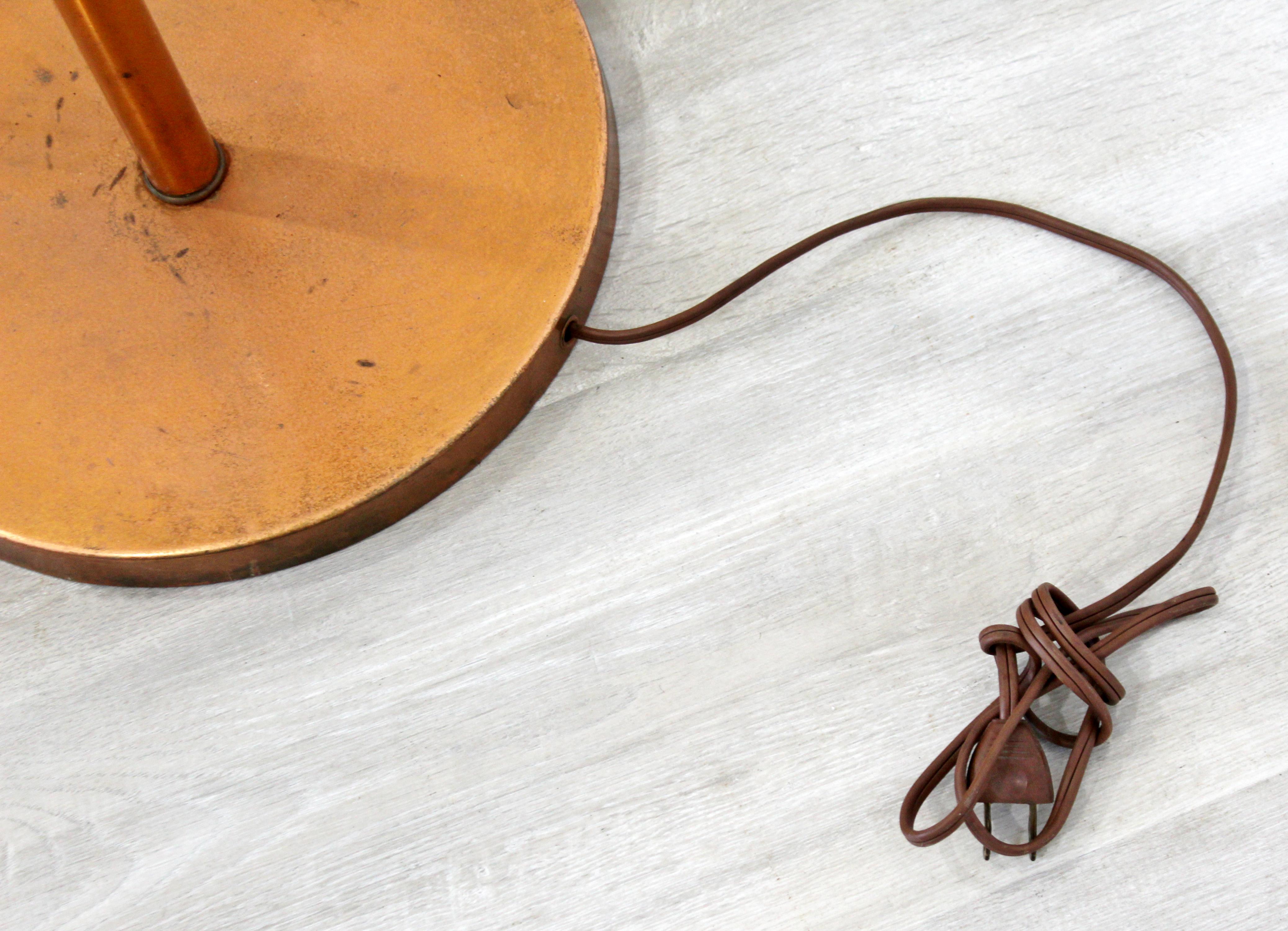 Art Deco Minimalist Tall Copper Uplight Floor Lamp, 1940s 1