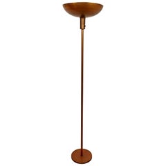 Art Deco Minimalist Tall Copper Uplight Floor Lamp, 1940s