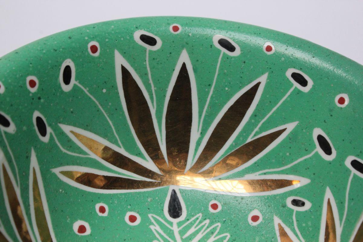 Bol en céramique Art Déco vert menthe et feuille d'or de Waylande Gregory en vente 4