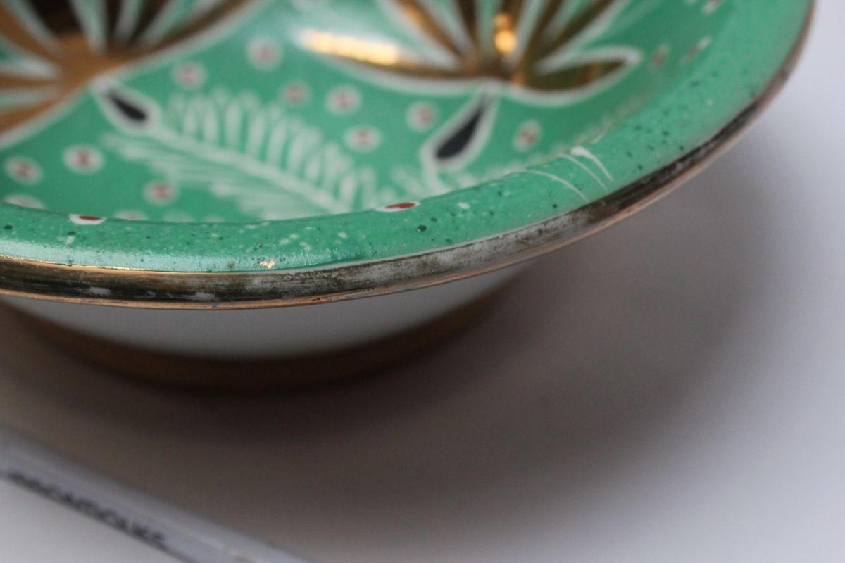 Art-déco-Schale aus mintgrüner und blattgoldener Keramik von Waylande Gregory im Angebot 2