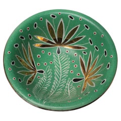 Art Deco Mint Green and Gold Leaf Ceramic Bowl by Waylande Gregory