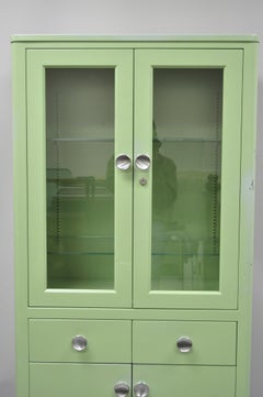 Art Deco Mint Green Steel Metal Dental Cabinet Display by United Metal