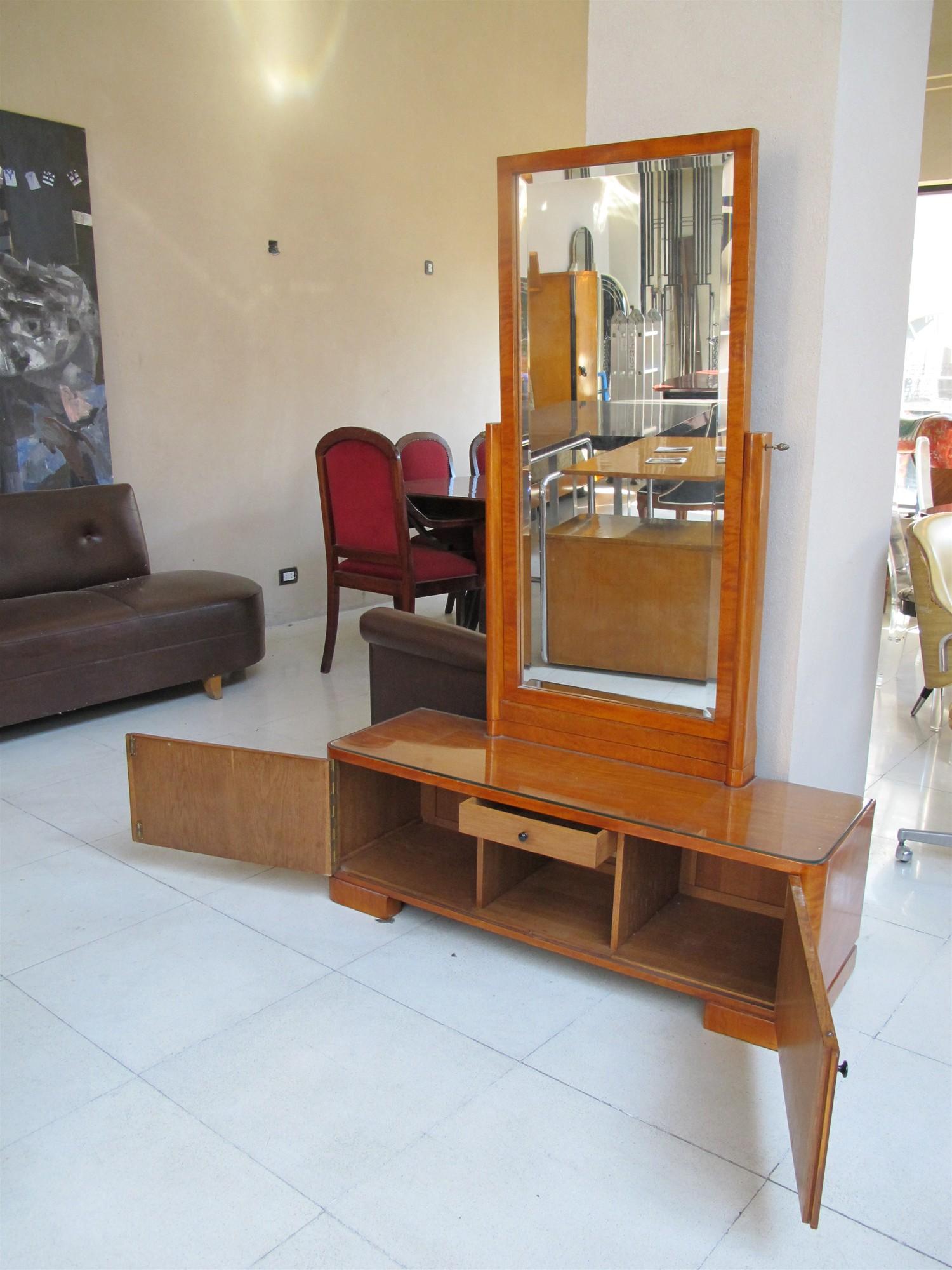 Art Deco Mirror, 1920, French, Wood and Mirrror For Sale 1