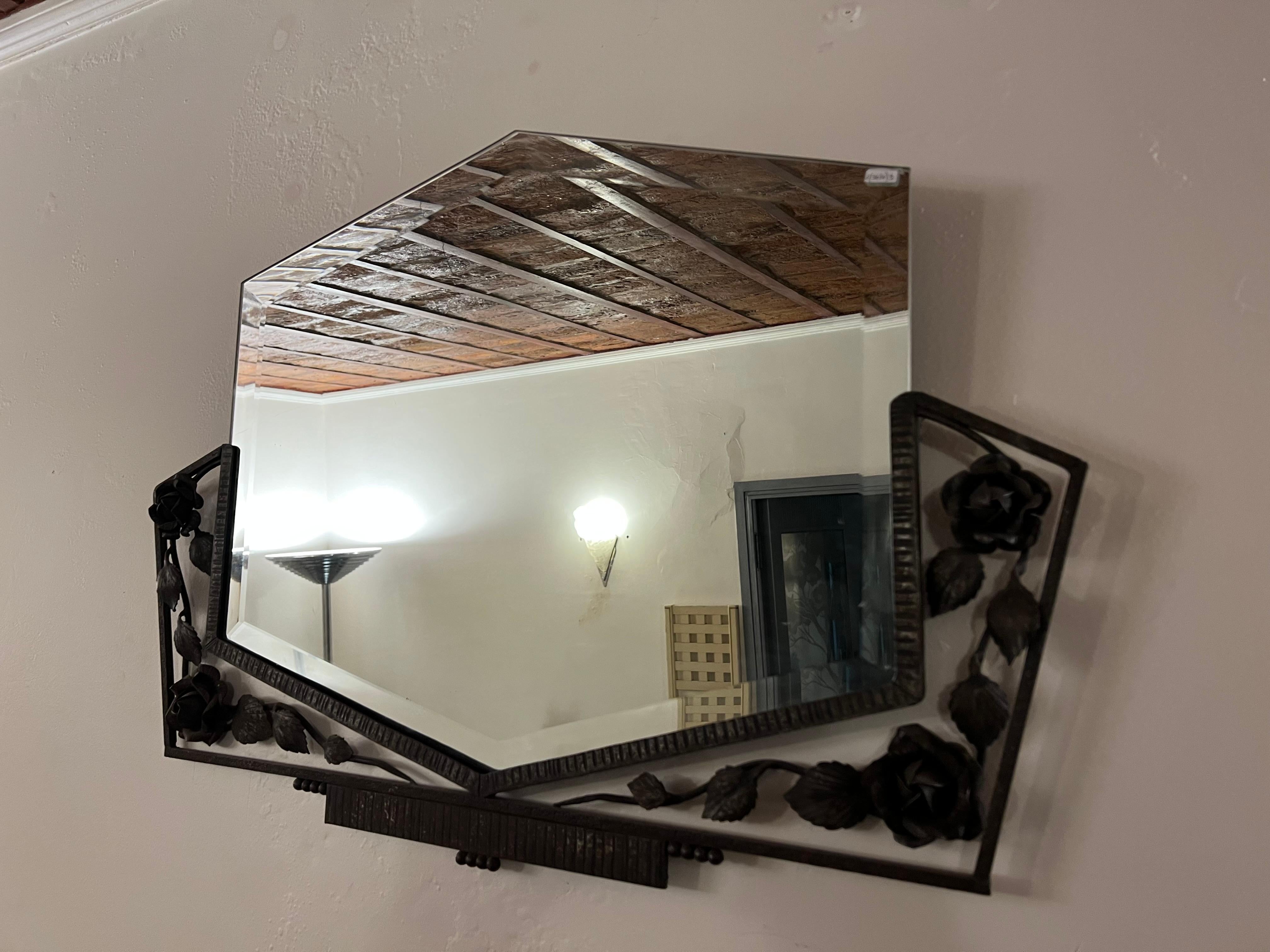 Miroir Art Déco, 1920, Matériau : Fer et Miroir, France en vente 4