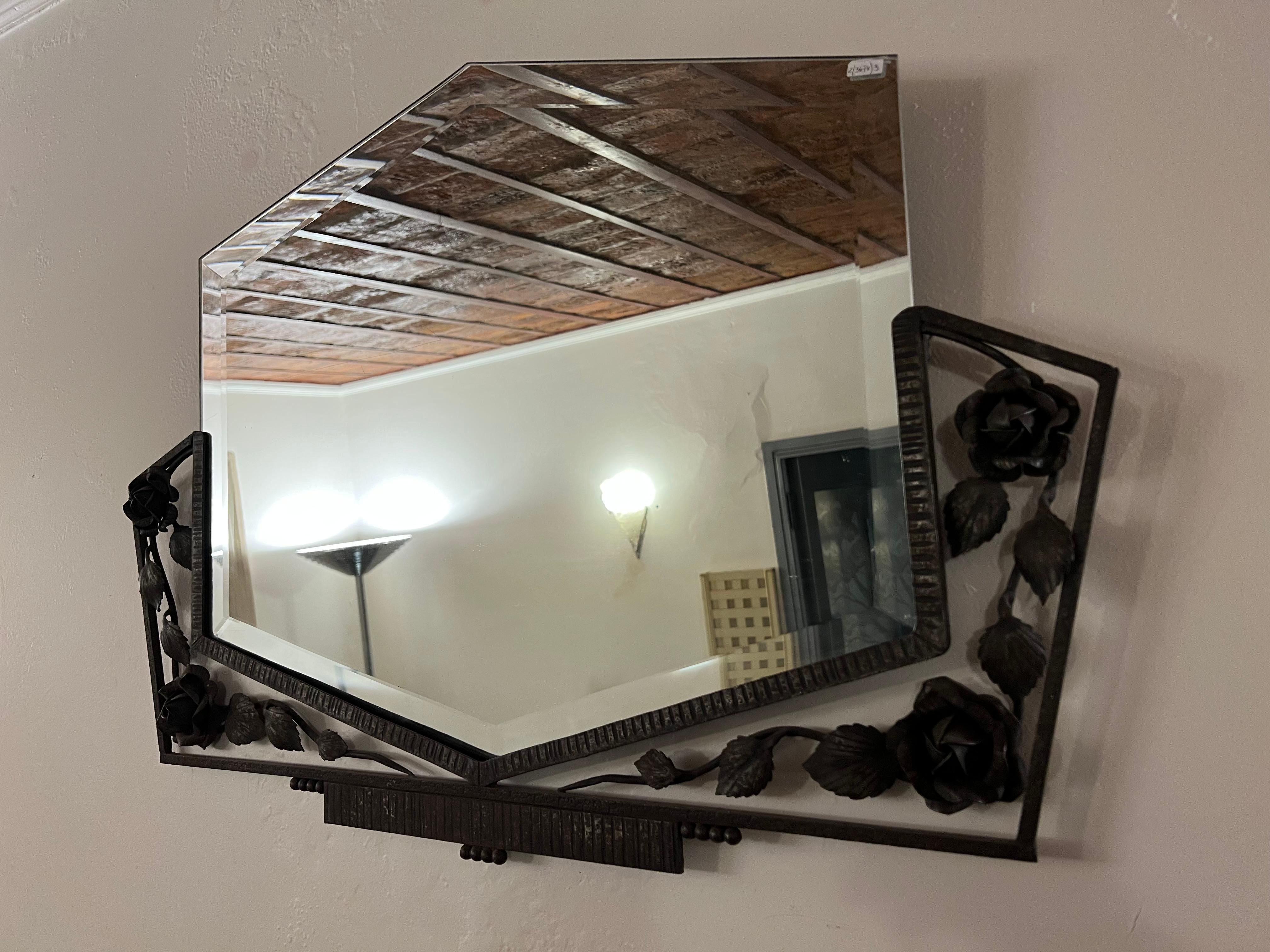 Miroir Art Déco, 1920, Matériau : Fer et Miroir, France en vente 3