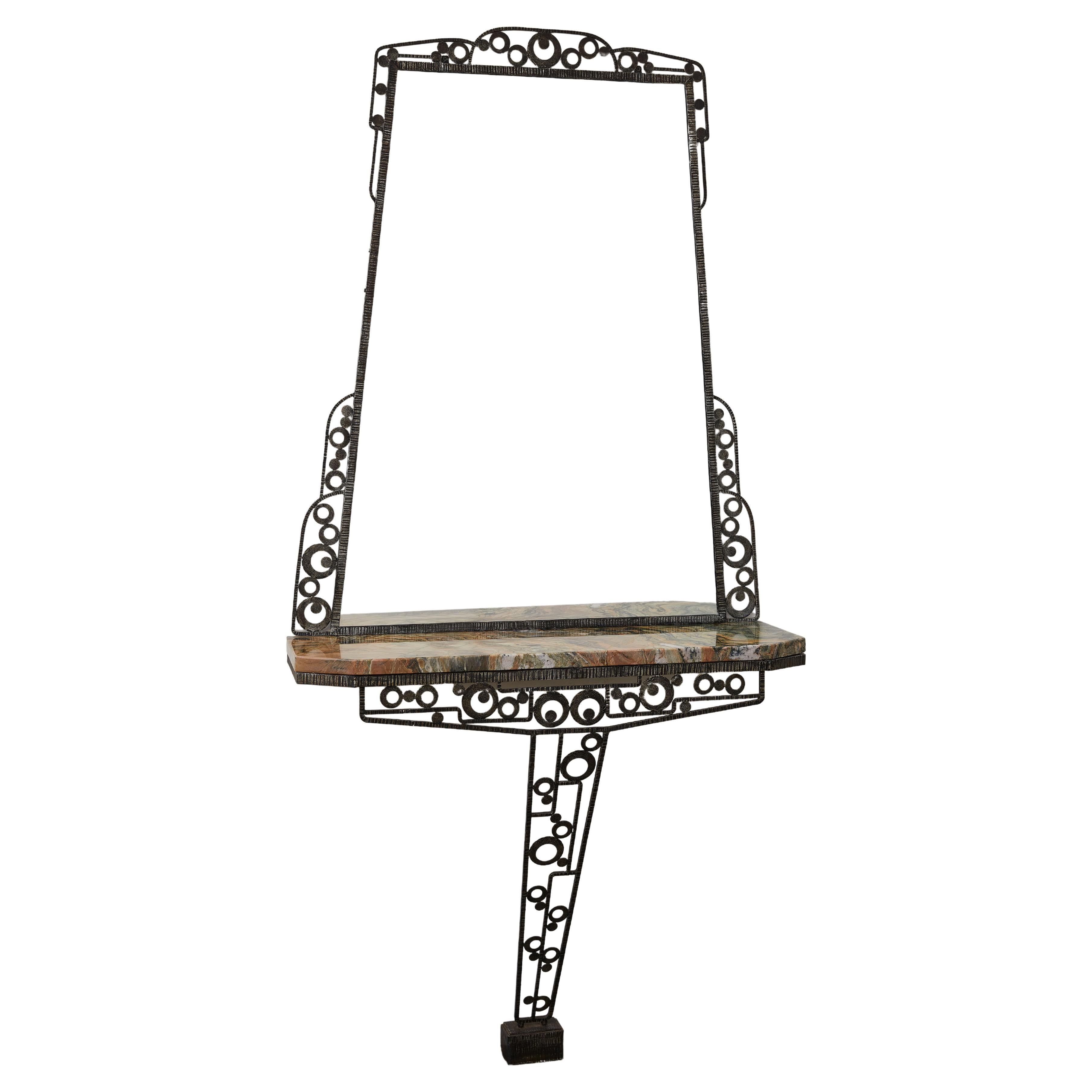Art Deco Mirror Konsole nach Edgar Brandt