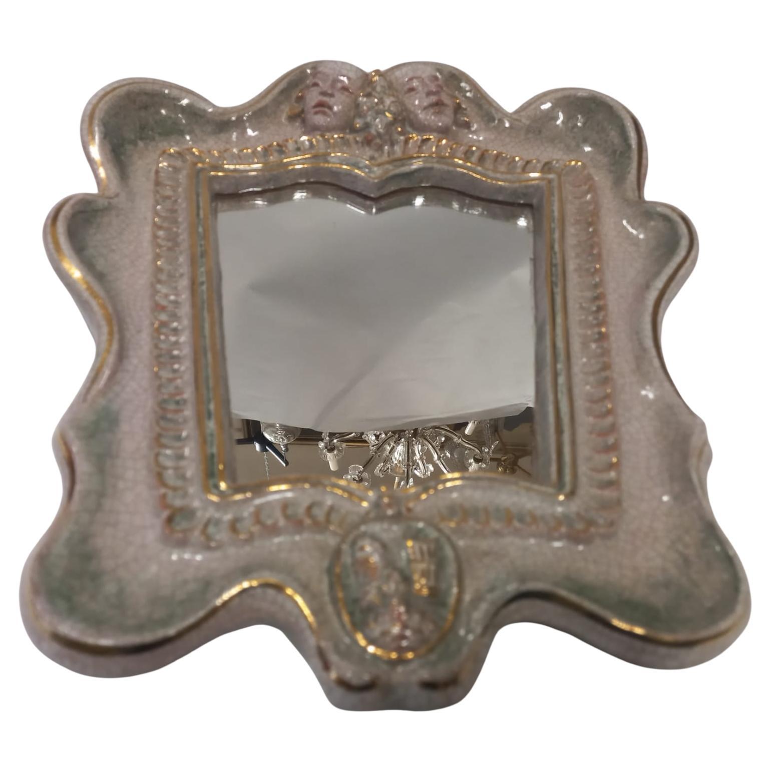 Art Deco wall mirror from the 1930s by Gmundner Keramik, model 2140, Austria, good original condition
