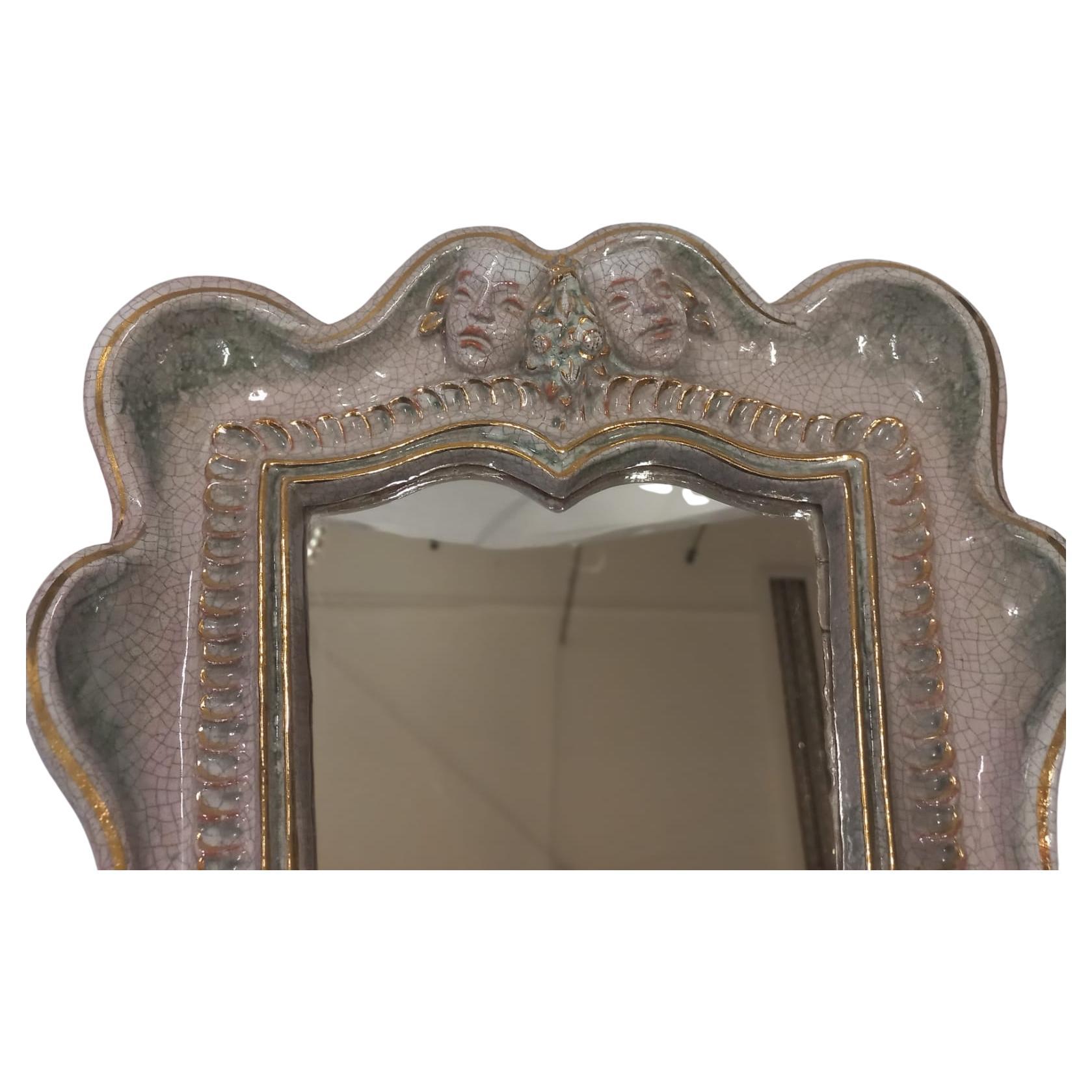 Mid-20th Century Art Deco Mirror from the 1930s by Gmundner Keramik For Sale