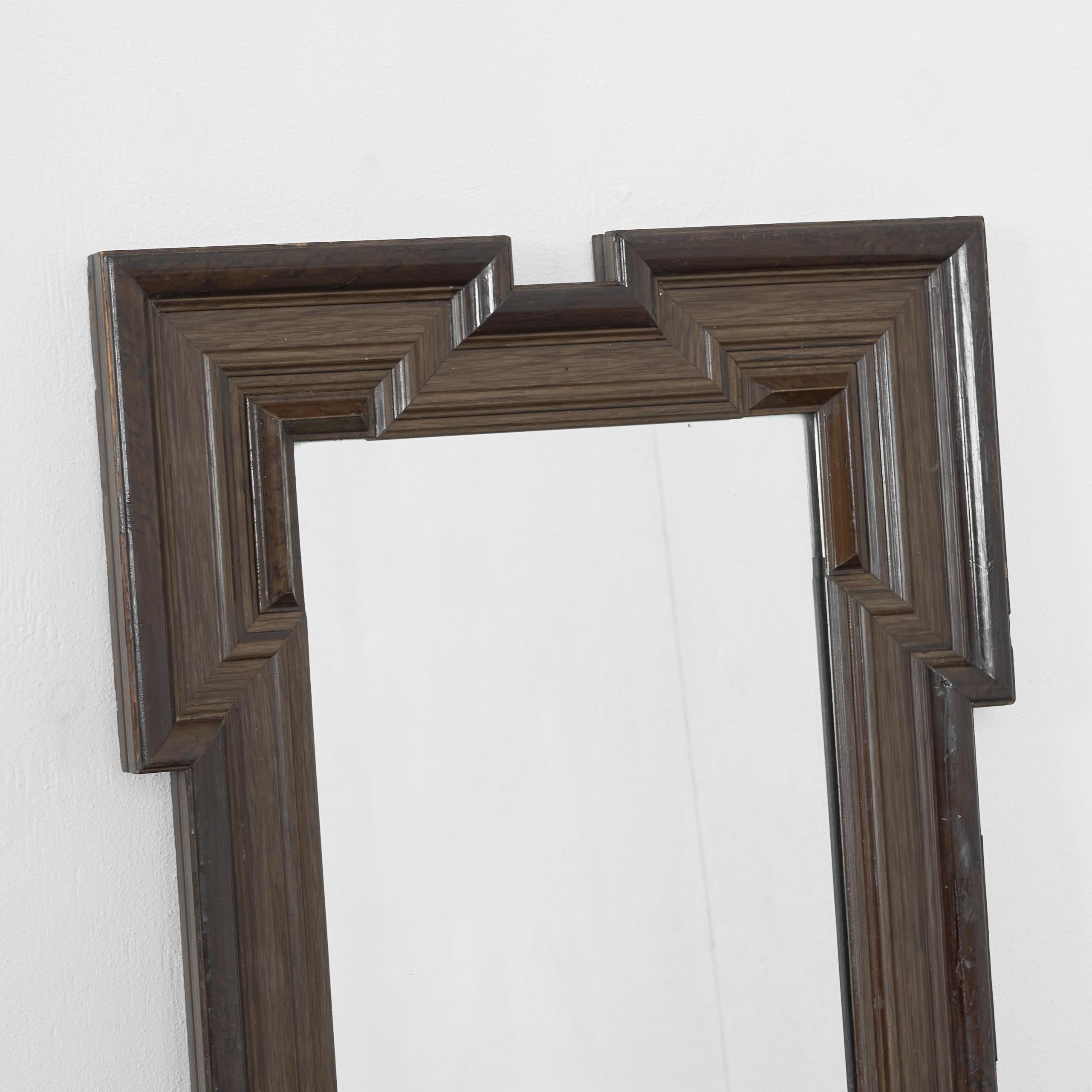 Hand-Crafted Art Deco Mirror in Carved Wood 1930s For Sale