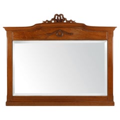 Miroir Art Decor en Oak avec décorations sculptées et miroir à facettes, années 1930