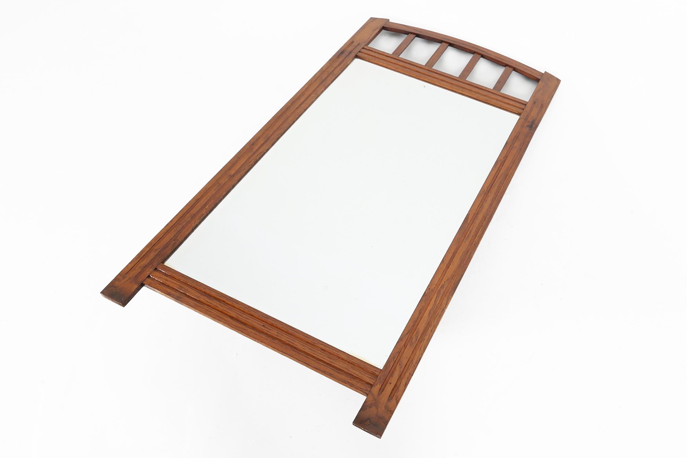 Belge Miroir Art déco en bois massif avec miroir découpé à facettes, années 1930 en vente