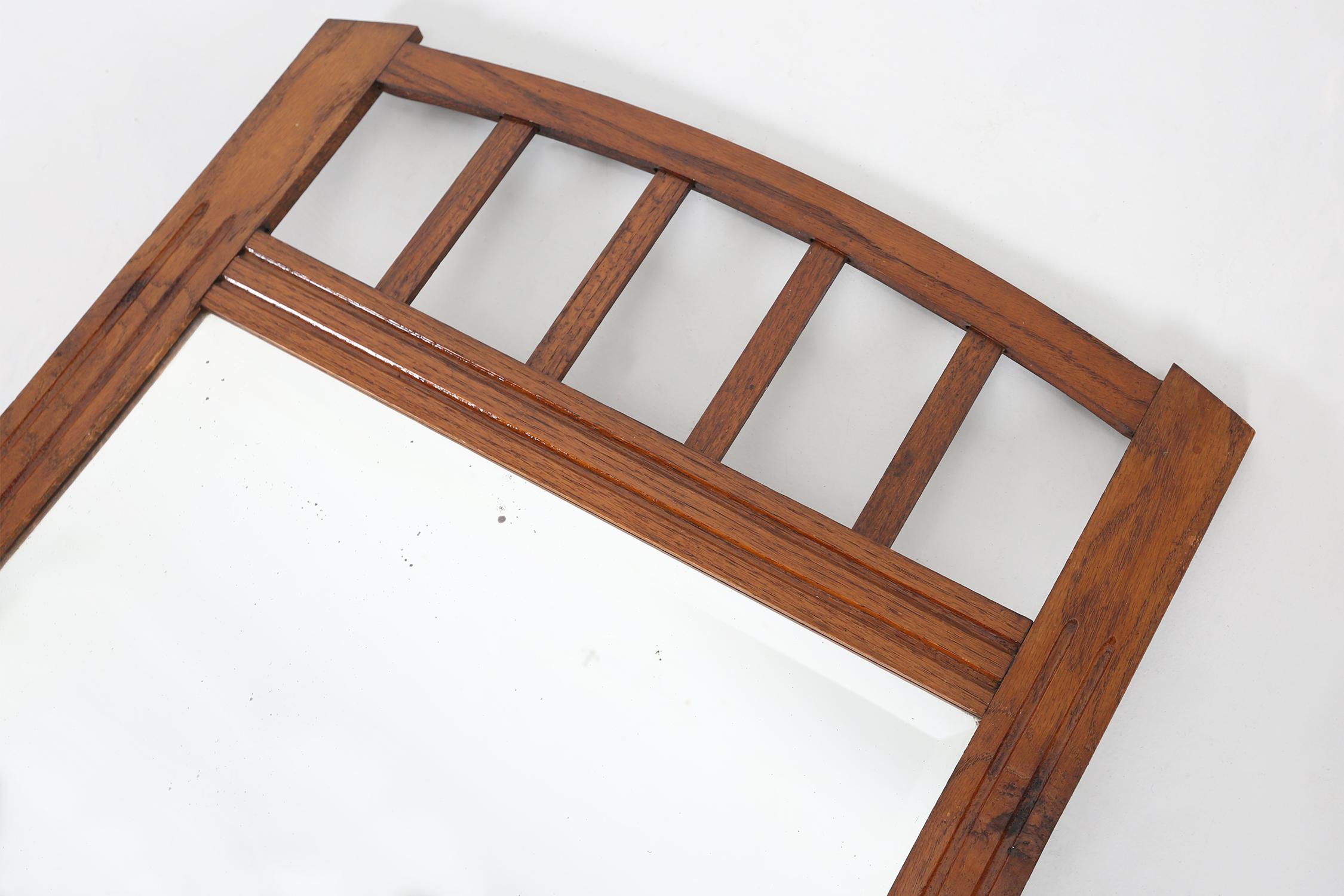 Miroir Art déco en bois massif avec miroir découpé à facettes, années 1930 en vente 2