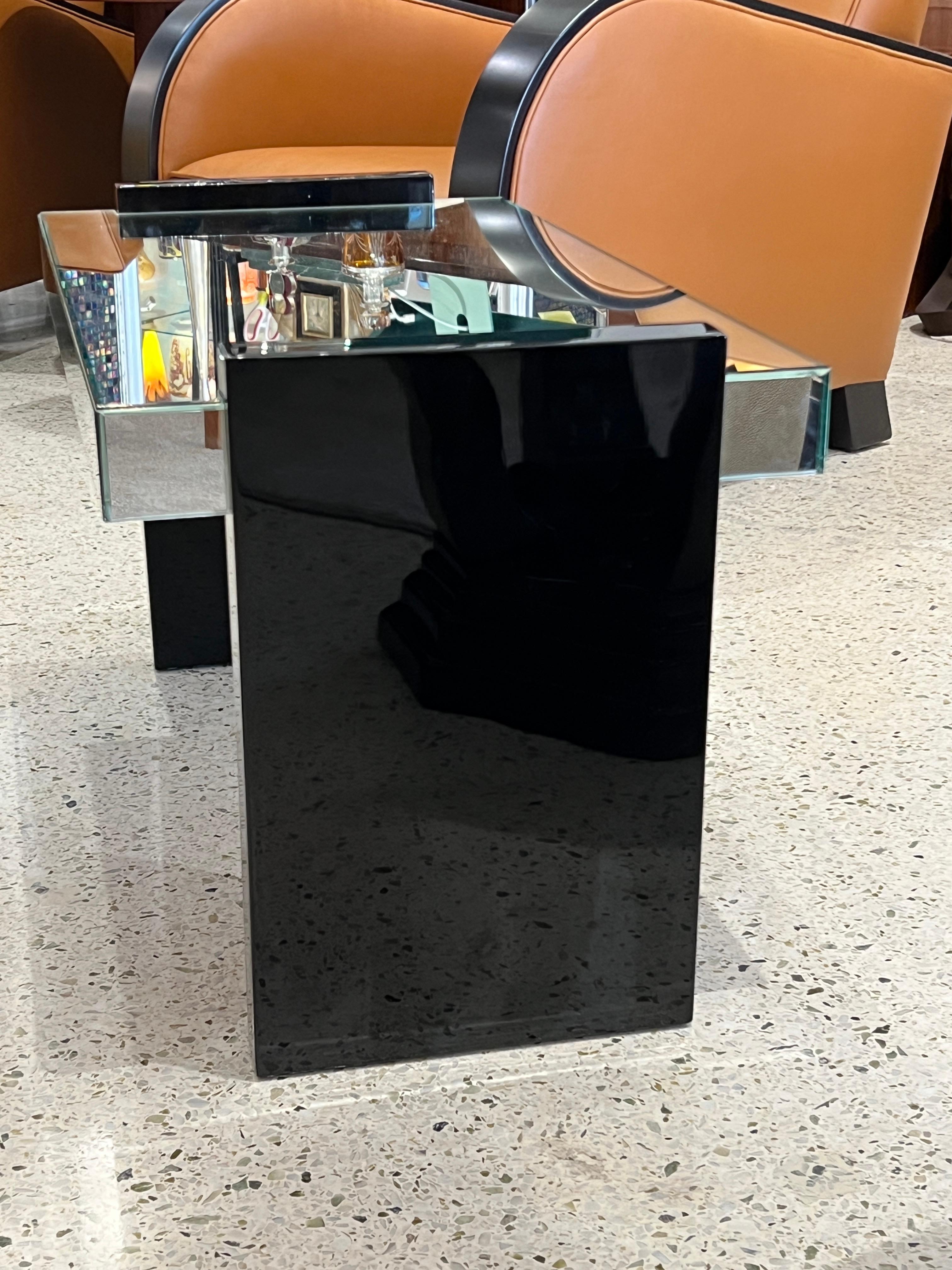 Art Deco Mirror Side Table by Jacques Adnet In Good Condition For Sale In Miami, FL