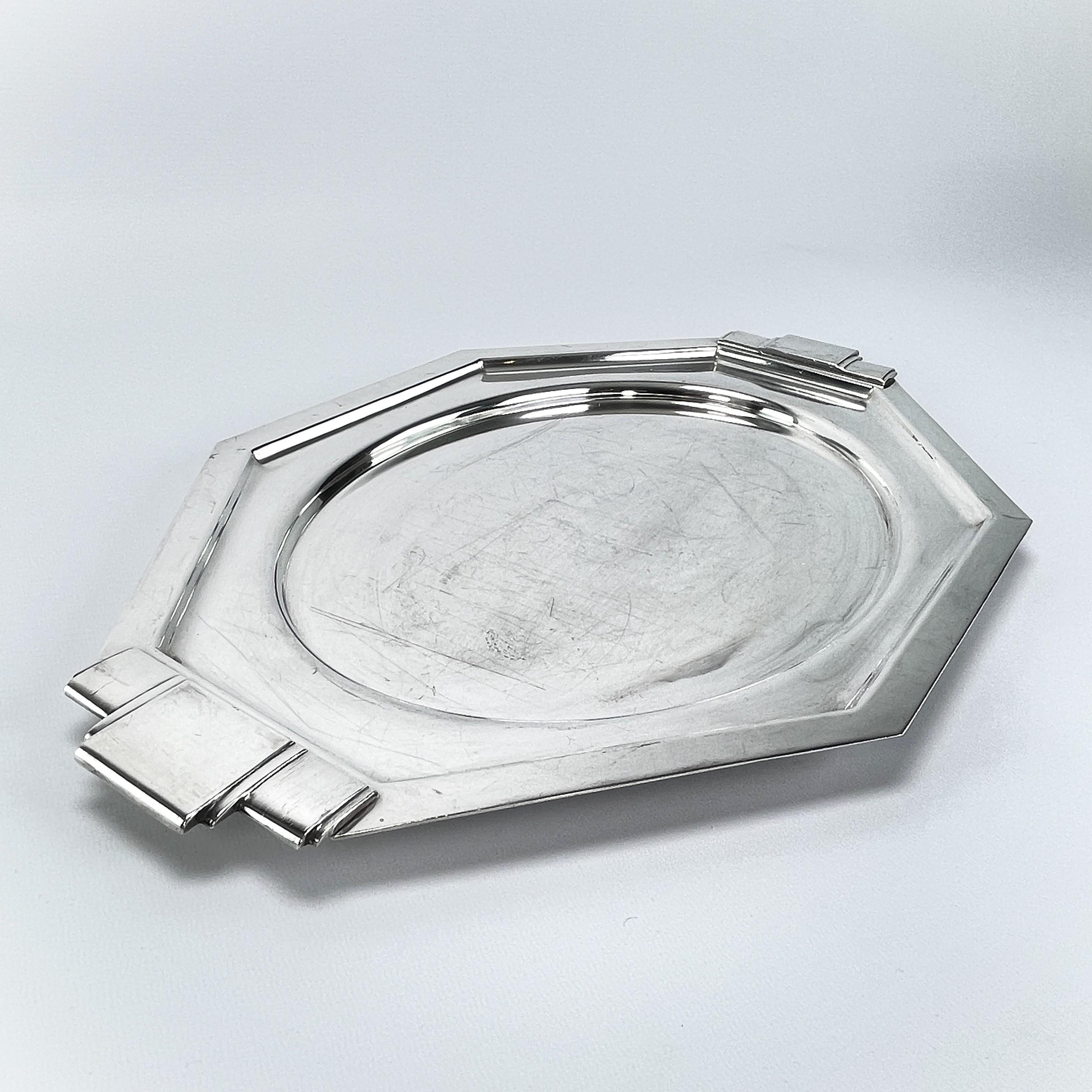 Art Deco Mirror Tablett, versilbert, Frankreich, 1930er Jahre (Französisch) im Angebot