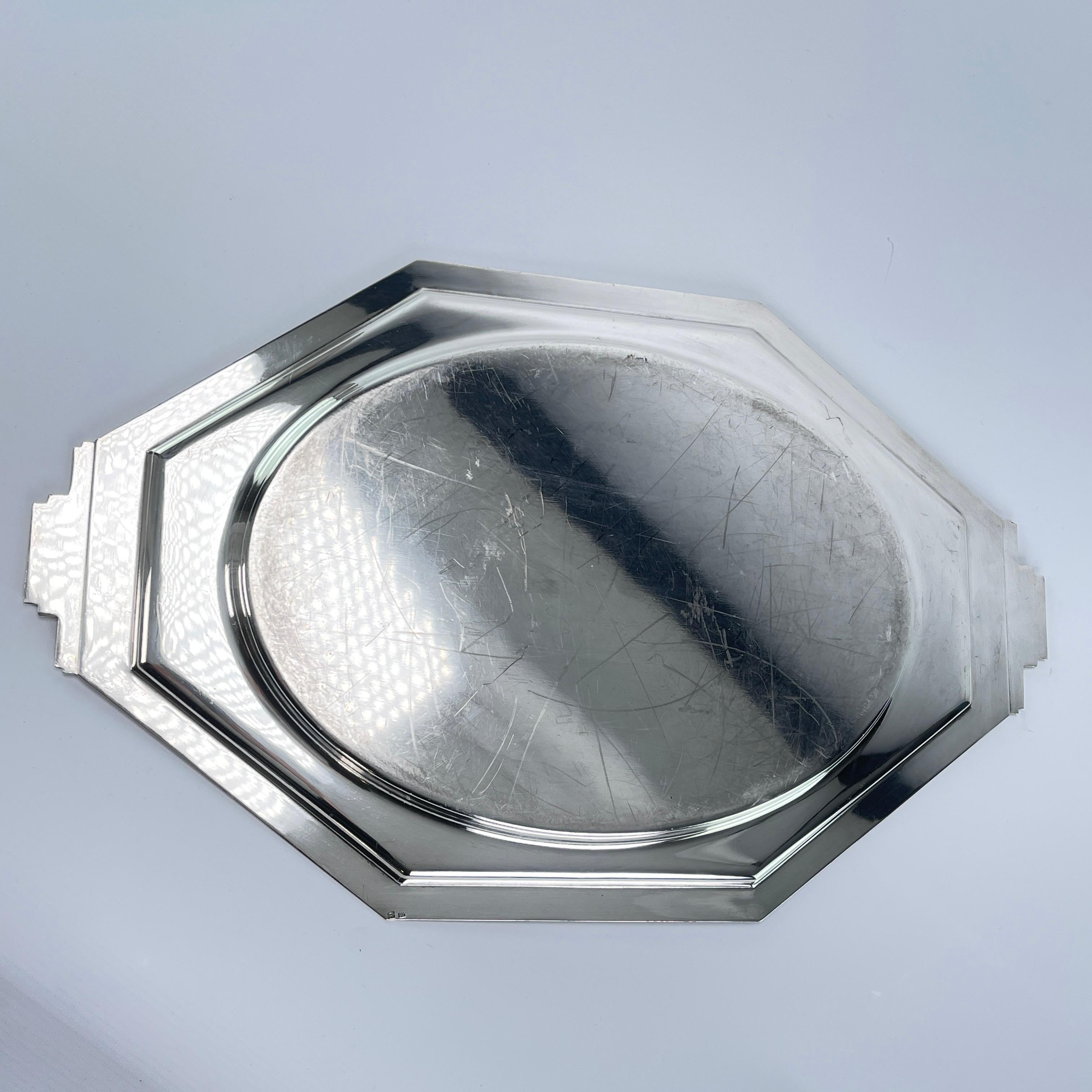Art Deco Mirror Tray, silver plated, France, 1930s For Sale 1