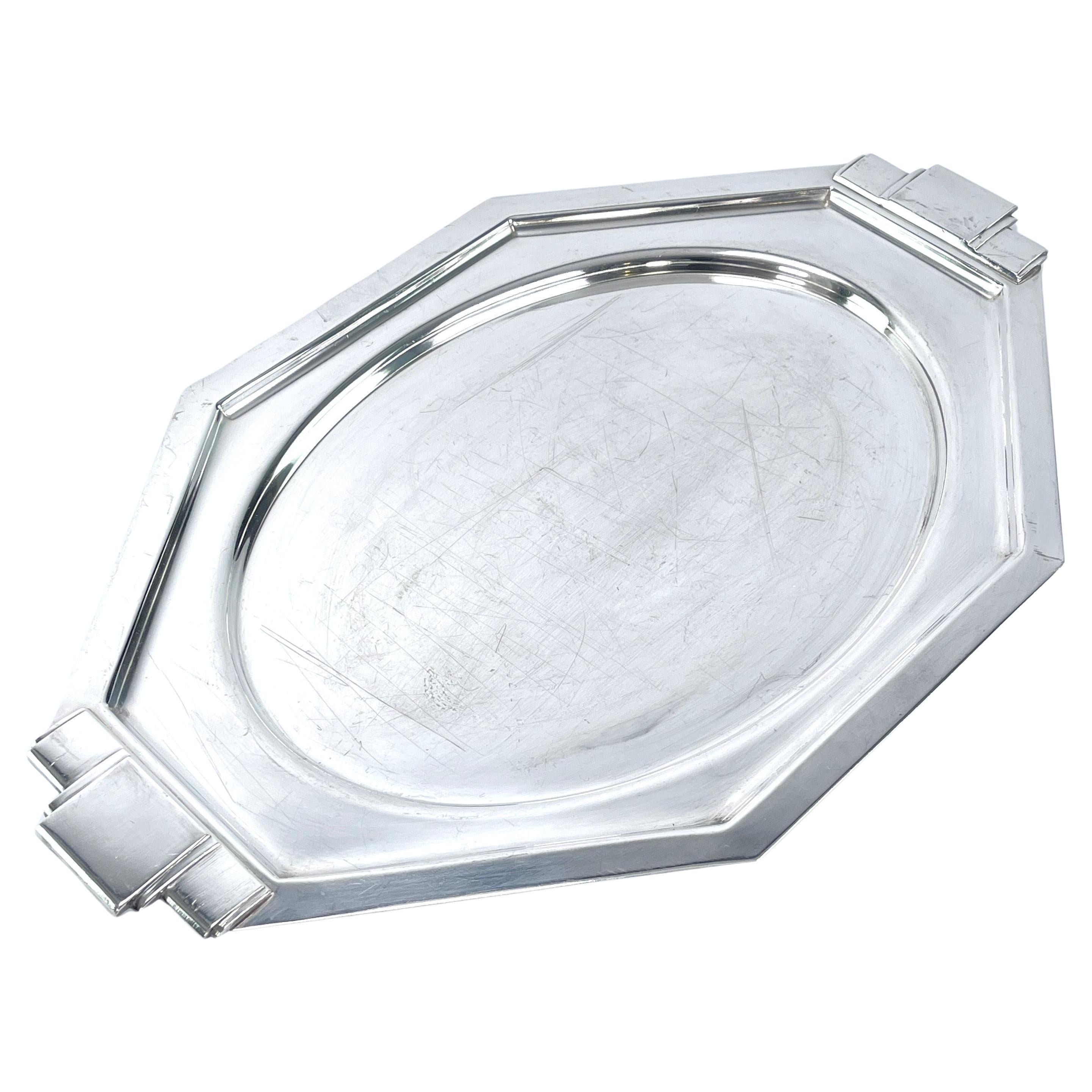 Art Deco Mirror Tray, silver plated, France, 1930s For Sale