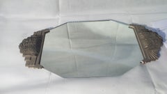 Art Deco Mirror Tray with Stylized Palted Bronze Starburst Handles
