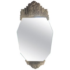 Art Deco Mirror Tray with Stylized Palted Bronze Starburst Handles